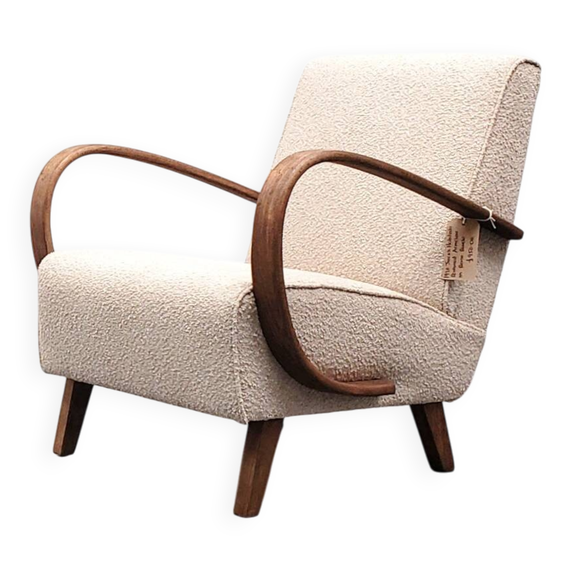 1930 Jindrich Halabala Bentwood Armchair in Beige Buckle