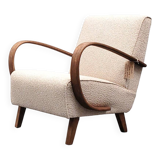1930 Jindrich Halabala Bentwood Armchair in Beige Buckle