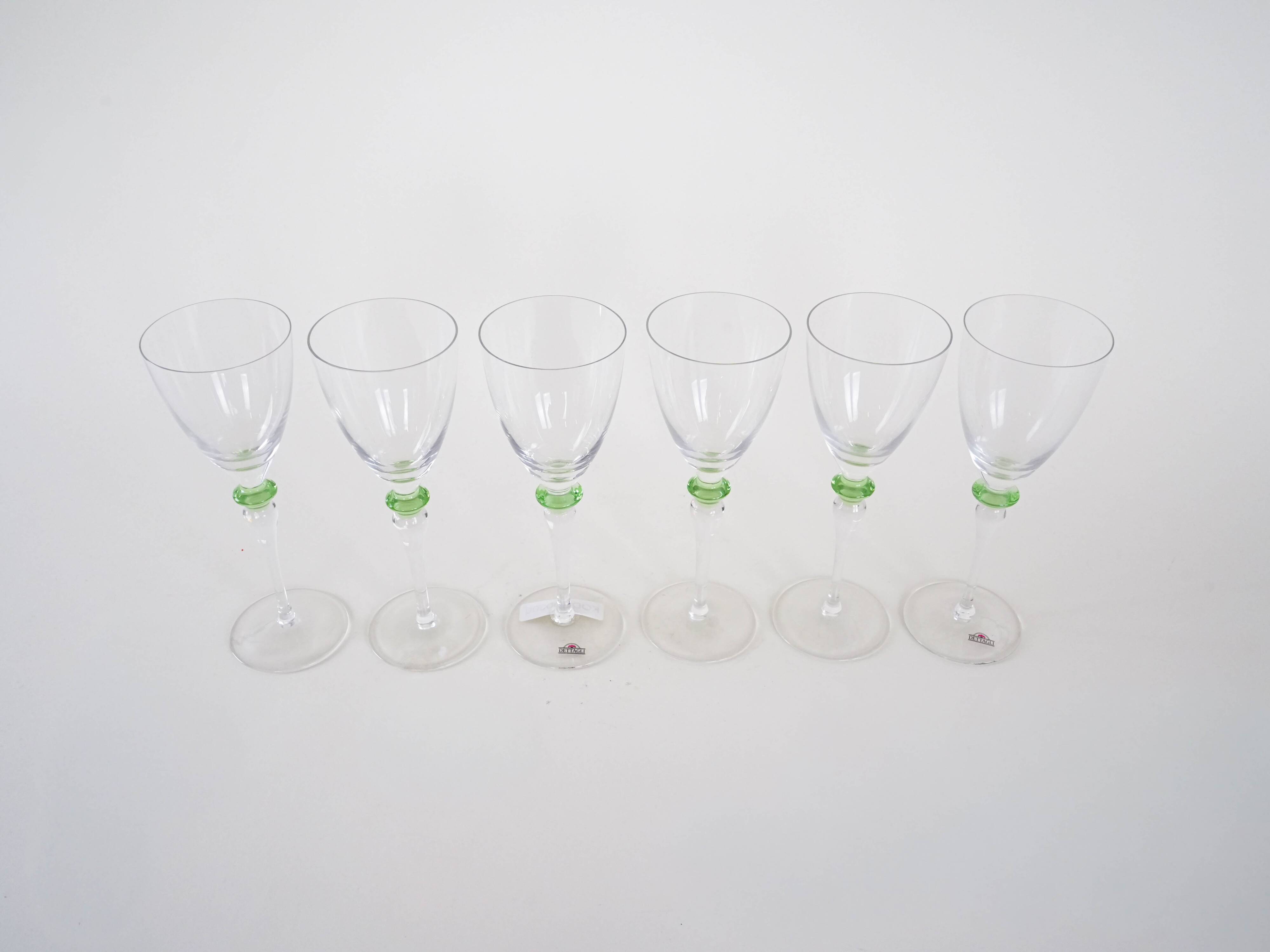 Set of six glasses, Italian design, 1970s, made in Italy