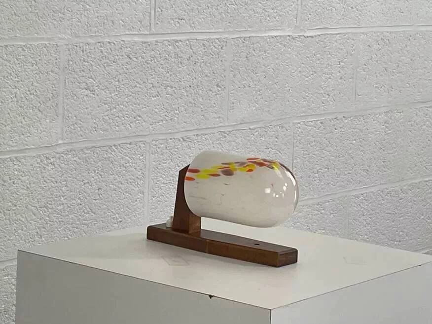 1960s wall lamp in teak and opaline by Guro Leuchten
