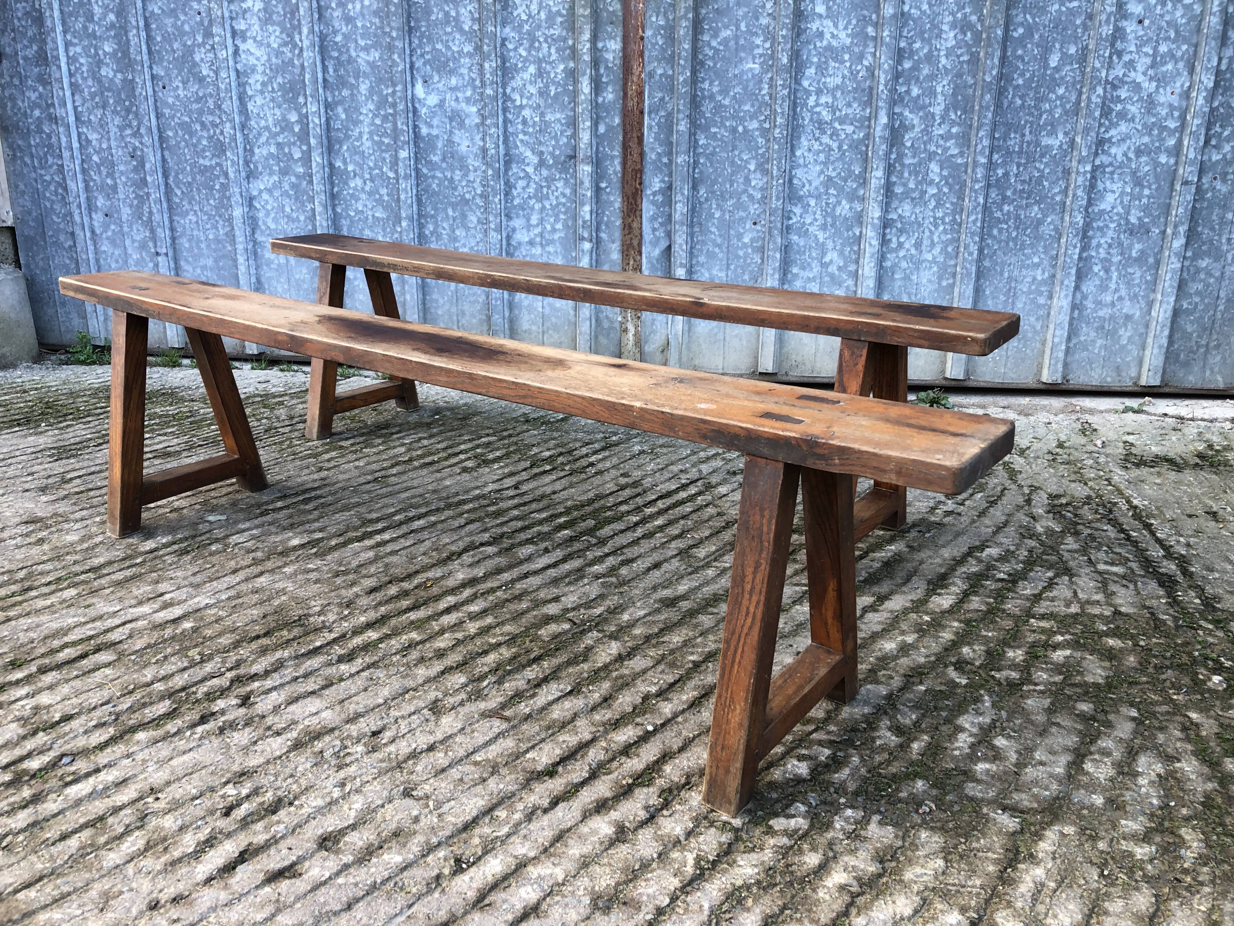 Pair of antique oak benches