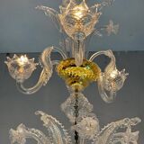 Murano Glass Venetian Chandelier, Colorless, Three Levels of Light