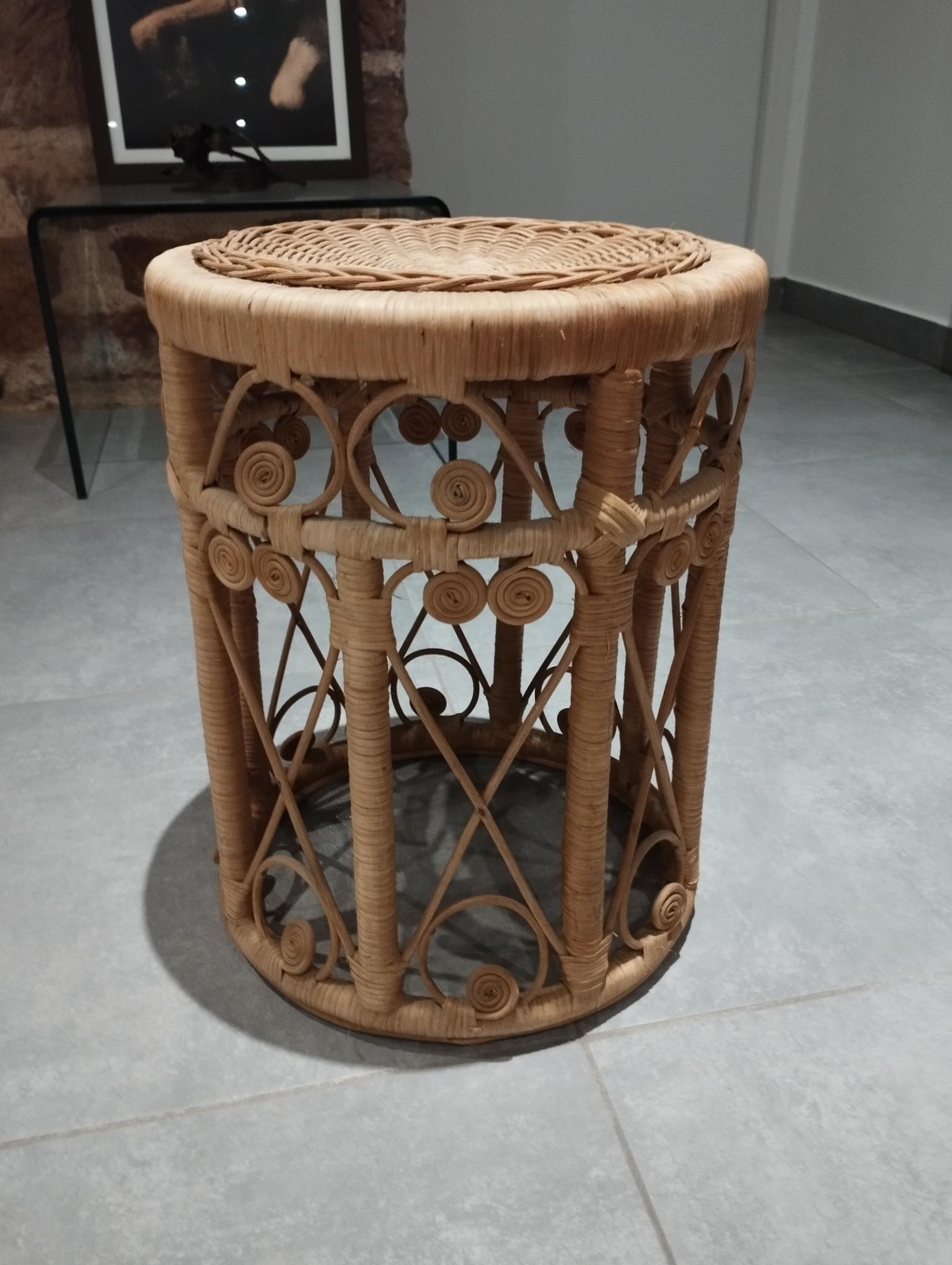 Peacok vintage bohemian chic rattan stool