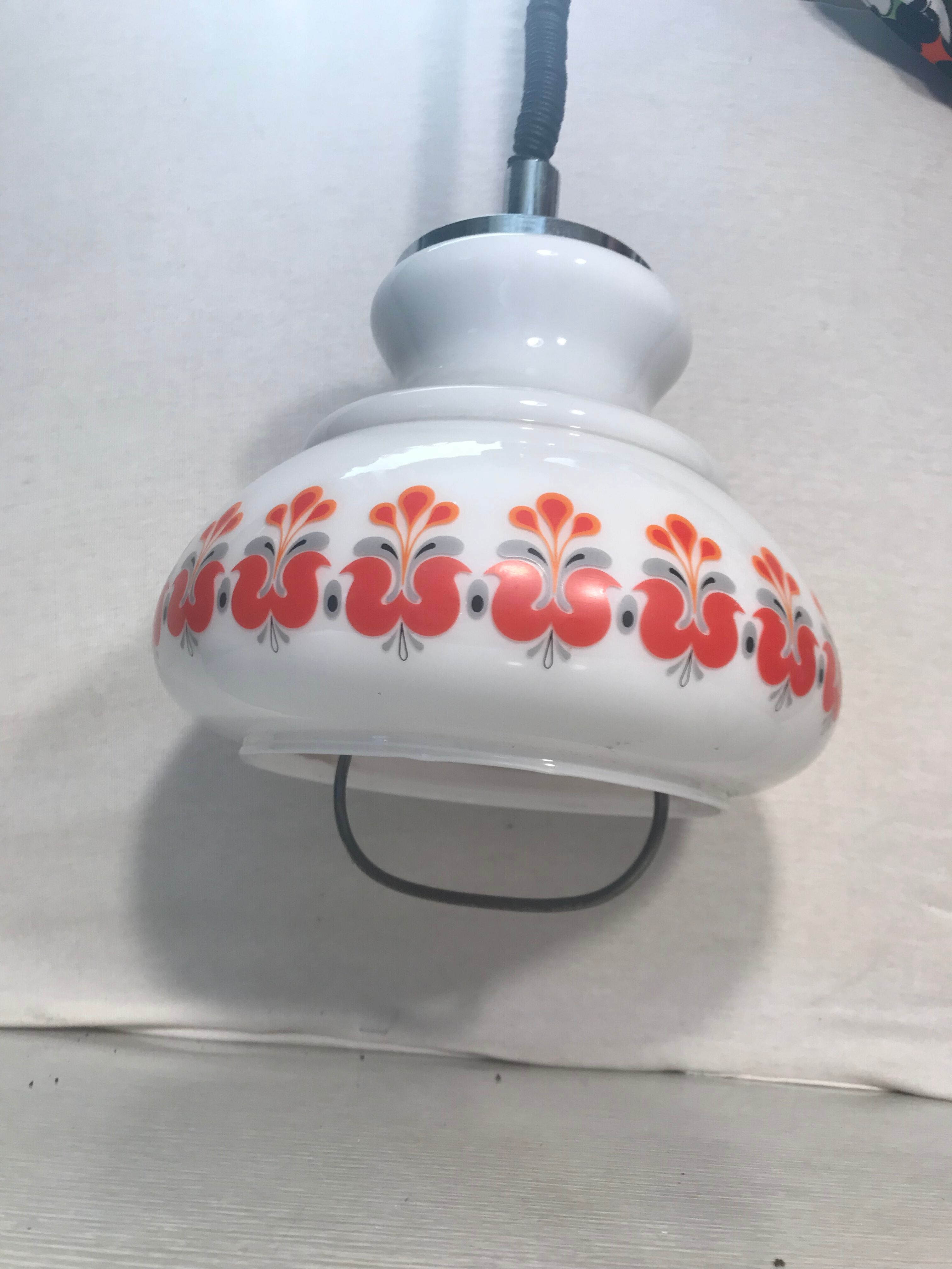 Old monte kitchen hanging white opaline drop vintage orange drawing