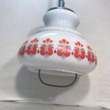 Old monte kitchen hanging white opaline drop vintage orange drawing