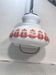 Suspension ancienne cuisine monte & baisse opaline blanche dessin orange vintage