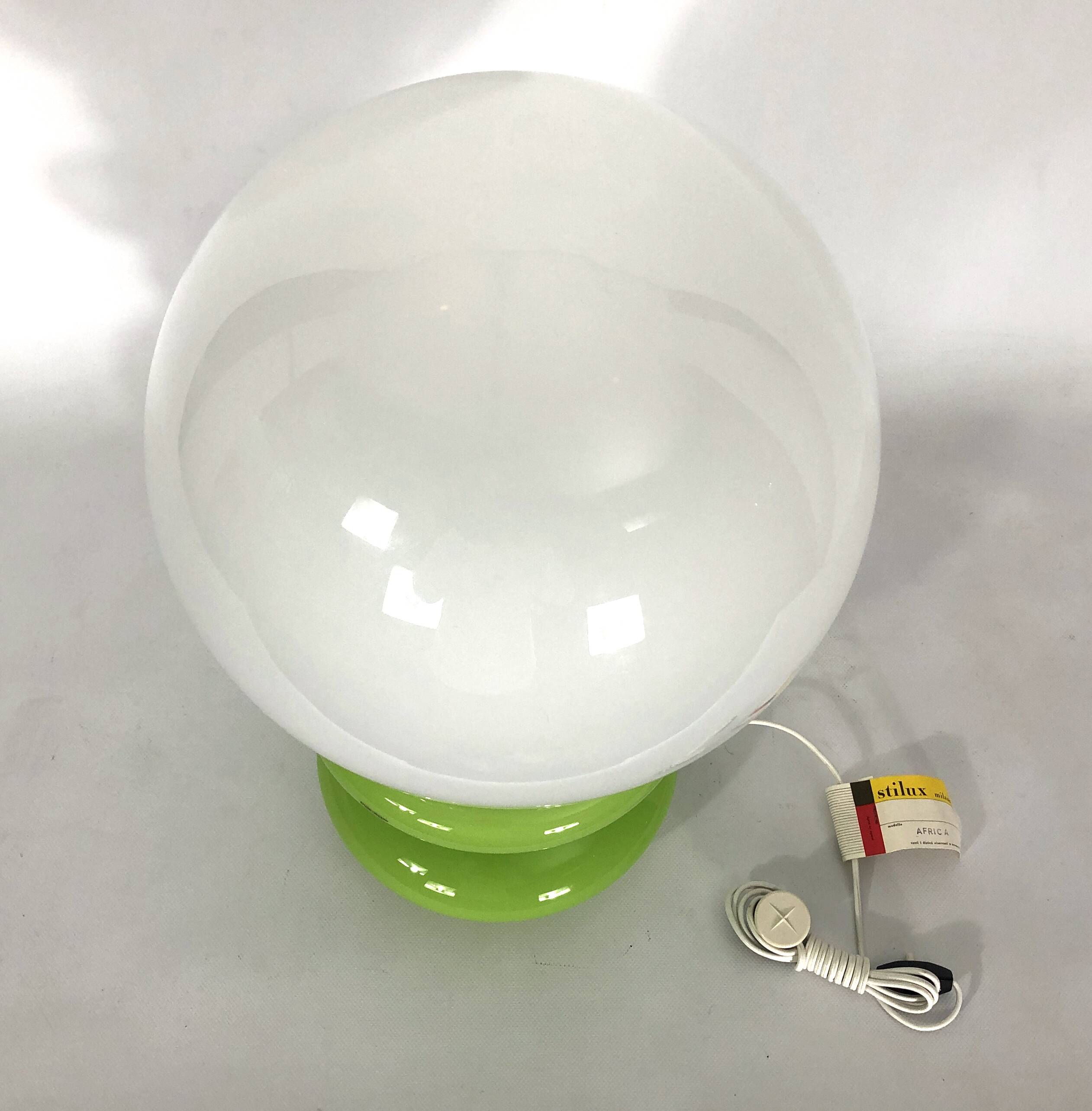 Stilux Milano, large green murano glass table lamp from 60s