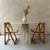 Vintage round travertine table 60s