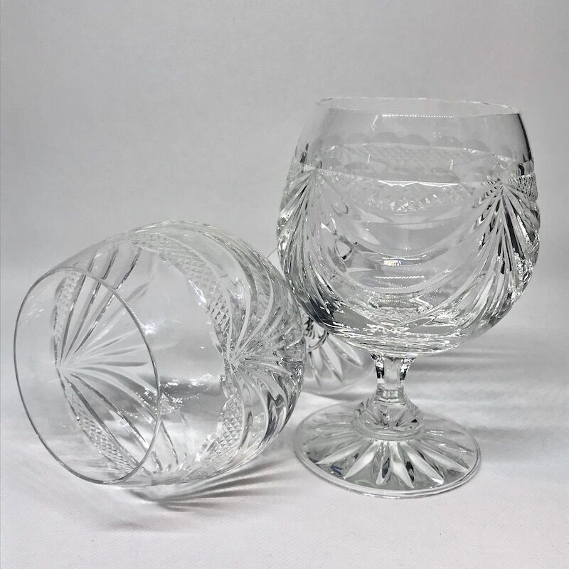 6 crystal cognac glasses
