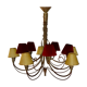 Italian chandelier 10 fires in patinated wrought iron burgundy and gold