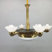 Art Deco chandelier with glass shade, Czechoslovakia, 1930s
