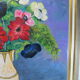 Oil painting on wood panel still life vase bouquet of flowers signed