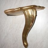 Golden wood corner console shelf