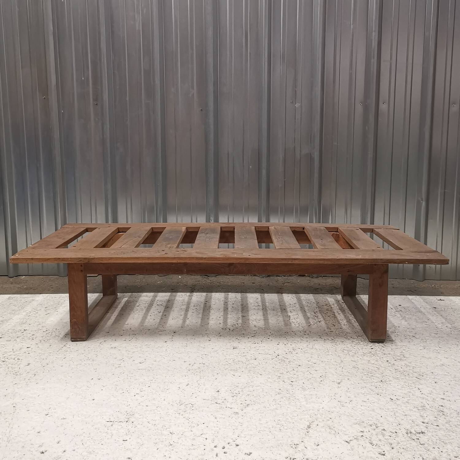 Vintage slatted oak bed base, 1950