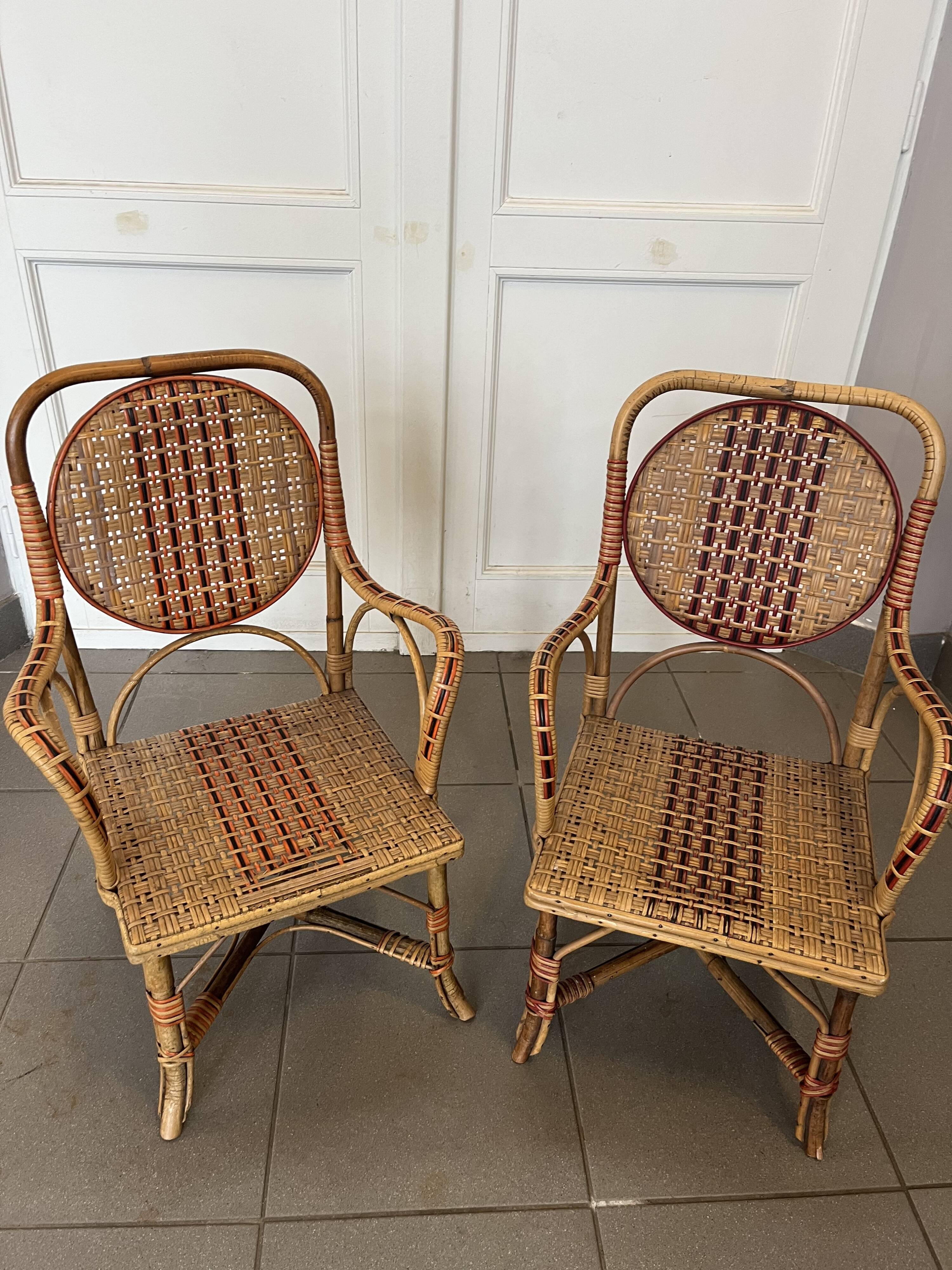 Rattan armchairs for children bistro style