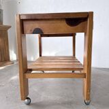 1980 pine wheeled console table