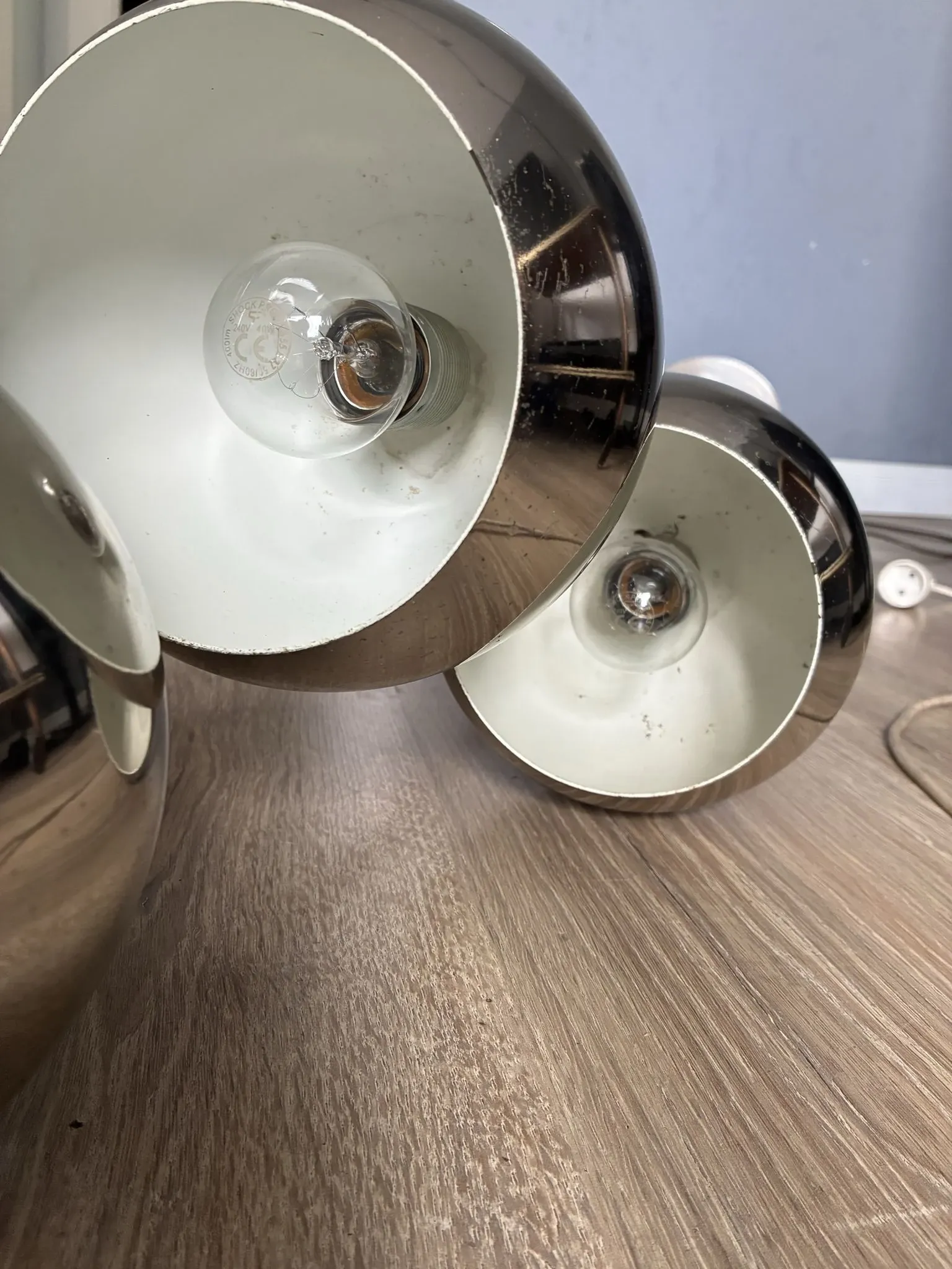 Baum Leuchten space age floor lamp with silver metal globes, 1970s