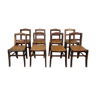 Série de 8 chaises de bistrot vintage début 20ème bois et paille