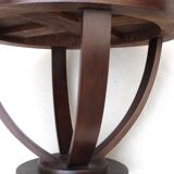 1930 wooden coffee table, double lyre foot