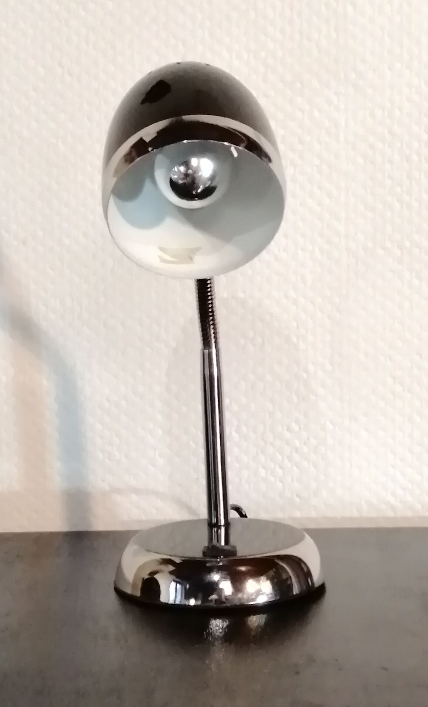 Black and chrome desk lamp in vintage metal