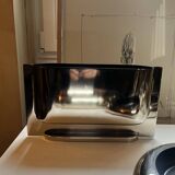 Horizontal vase in silver chrome metal by Jean-Baptiste Fastrez