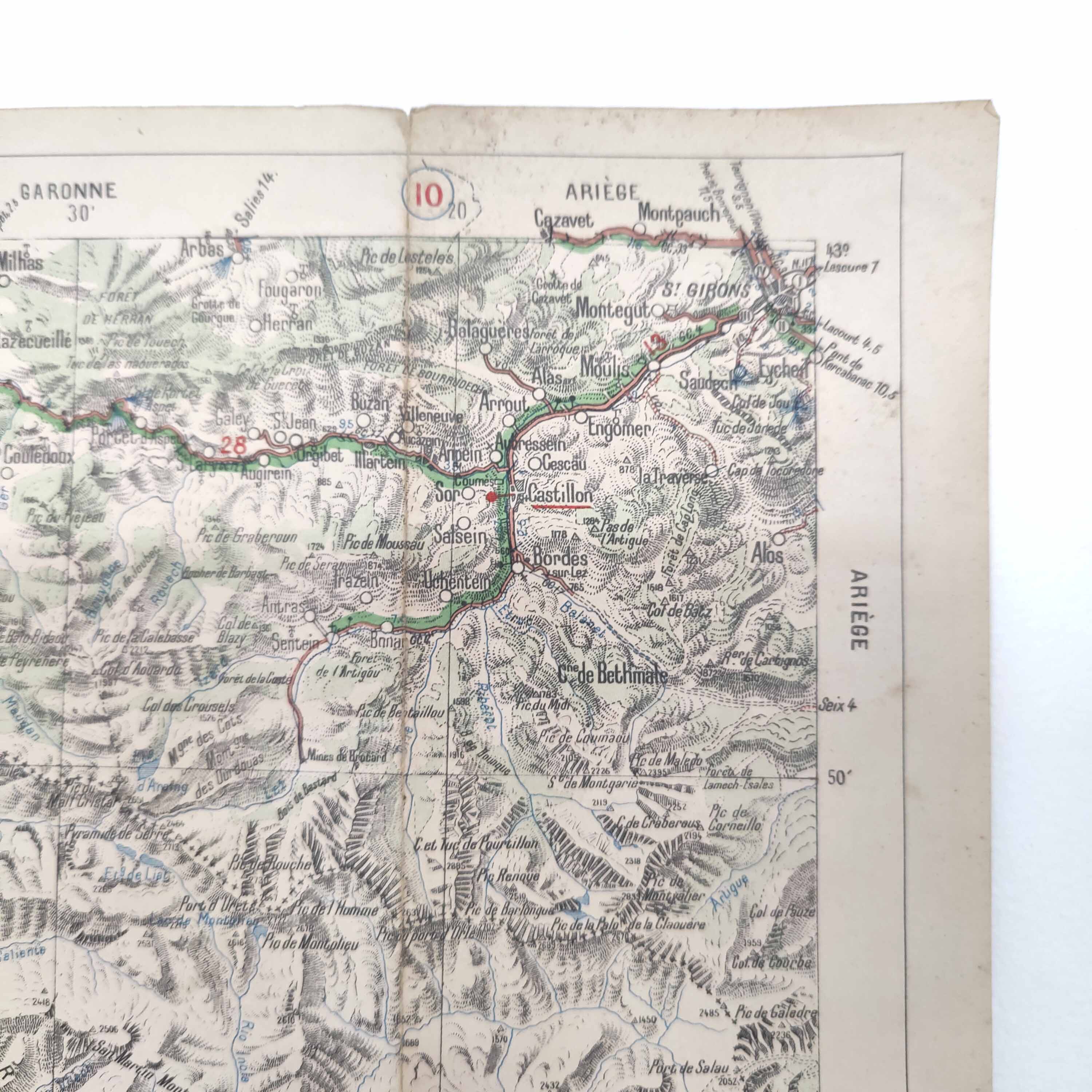 Michelin map Haute-Garonne Pyrenees and Navarre 1920
