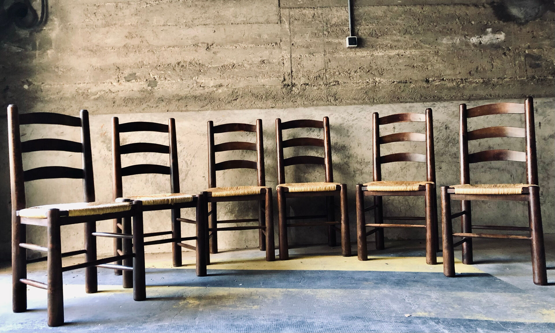 Set of 6 chairs in Brutalist style / Georges Robert