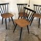 Set of 4 vintage 1960's chairs with bars and black compass legs
