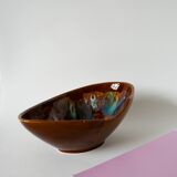 Large brown and colored ceramic bowl, design, 1970
