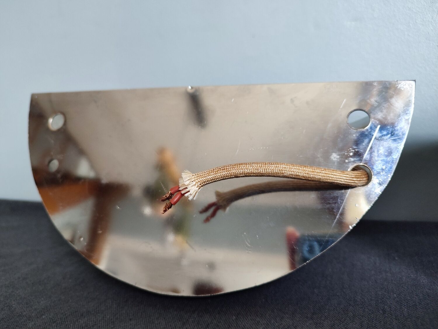 Pair of vintage chromed metal half-moon wall lamp
