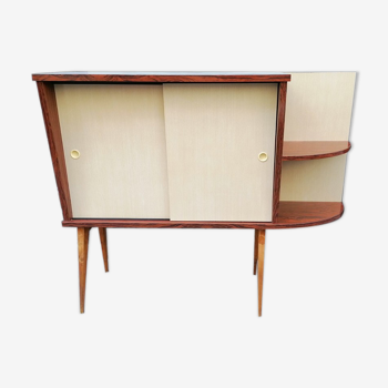 Glassed wood and formica storage cabinet, 1960