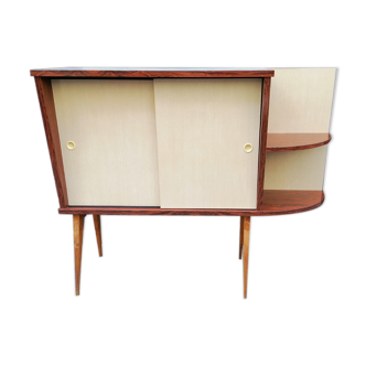 Glassed wood and formica storage cabinet, 1960