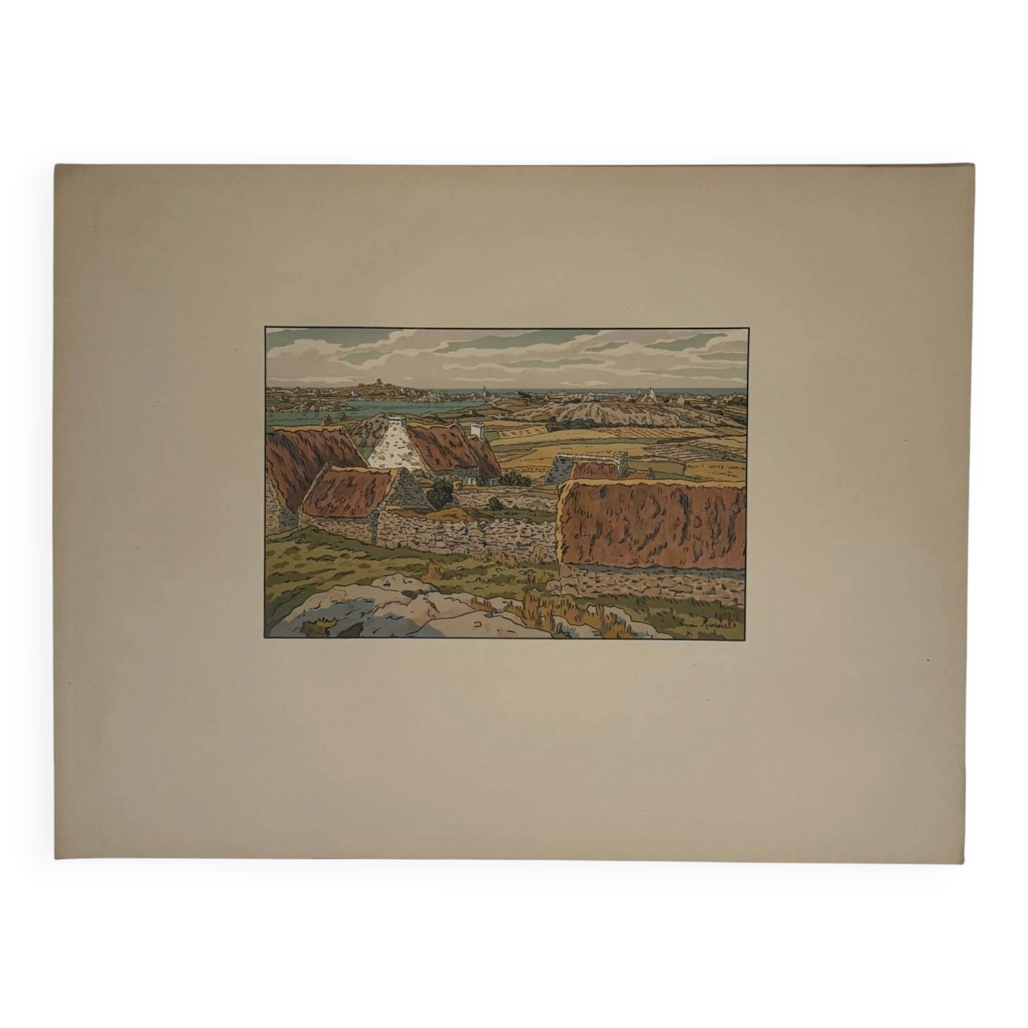 Lithograph by Henri Rivière The Beautiful Land of Brittany - Île Bréhat