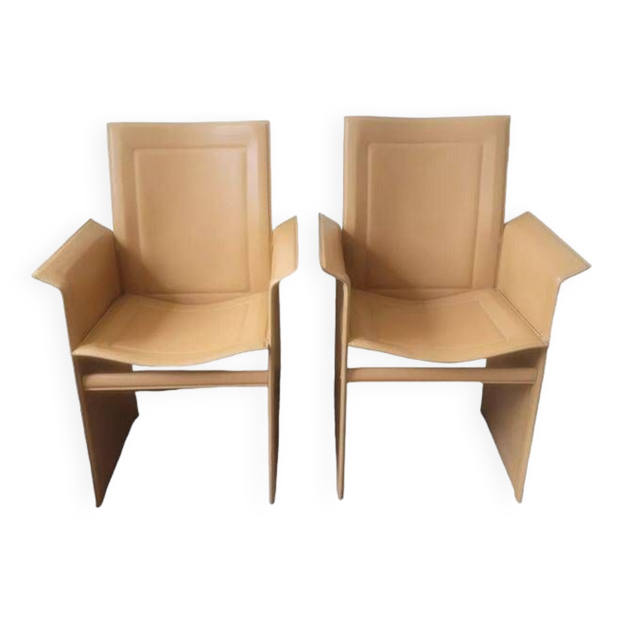 Pair of chairs with Italian design leather armrests