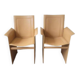 Pair of chairs with Italian design leather armrests