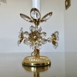 Paire de lampes fleurs , Hollywood Regency, cristal et laiton doré, 1970