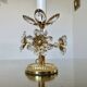 Pair of flower lamps, Hollywood Regency, crystal and gilded brass, 1970