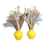 Paire de vase en émail jaune citron