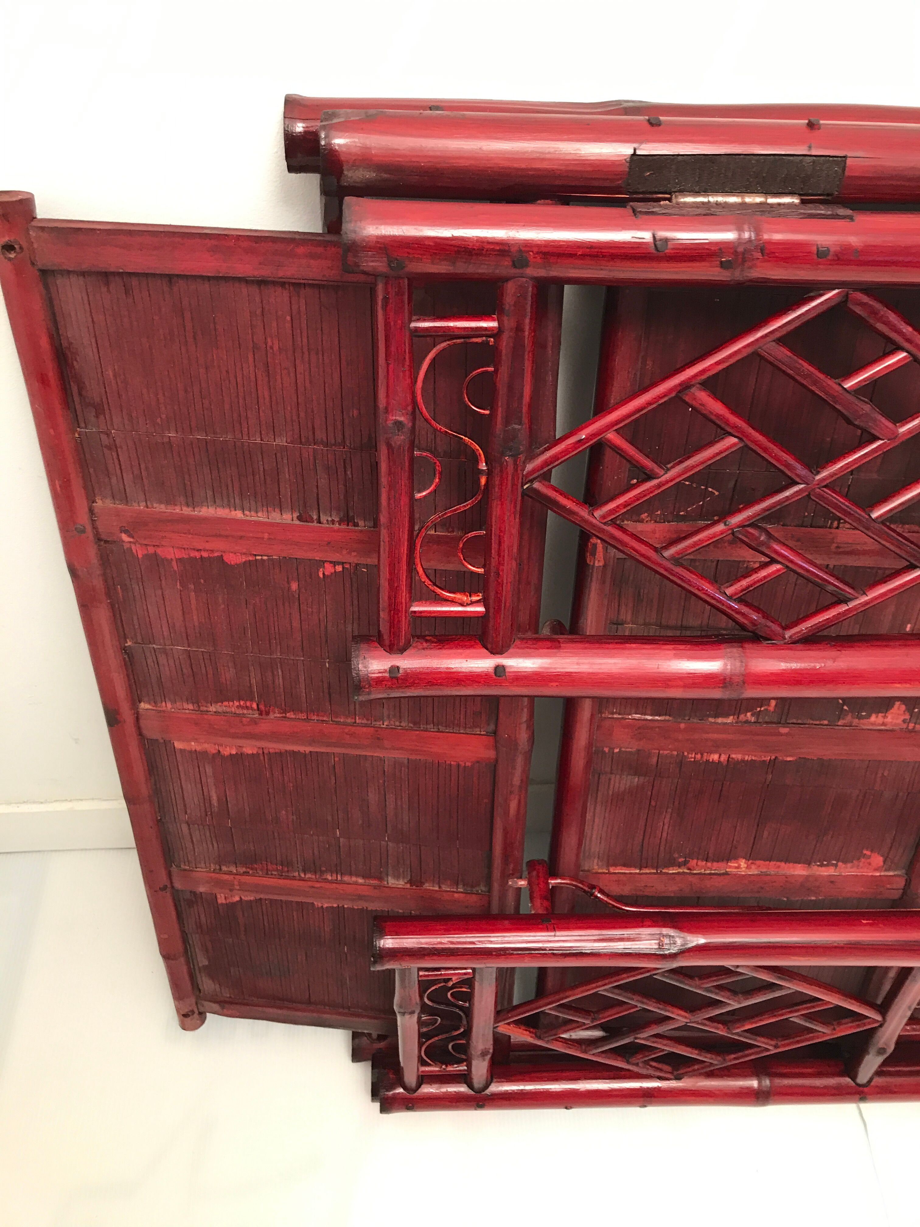 Vintage bamboo and rattan folding shelf