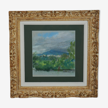 La montagne sainte-victoire, pastel impressionniste, cezanne, cadre montparnasse, Ernest quost