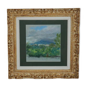 La montagne sainte-victoire, pastel impressionniste, cezanne, cadre montparnasse, Ernest quost