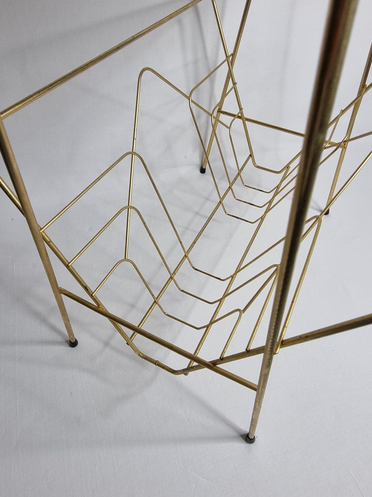 Vintage magazine shelf in glass and gilded metal