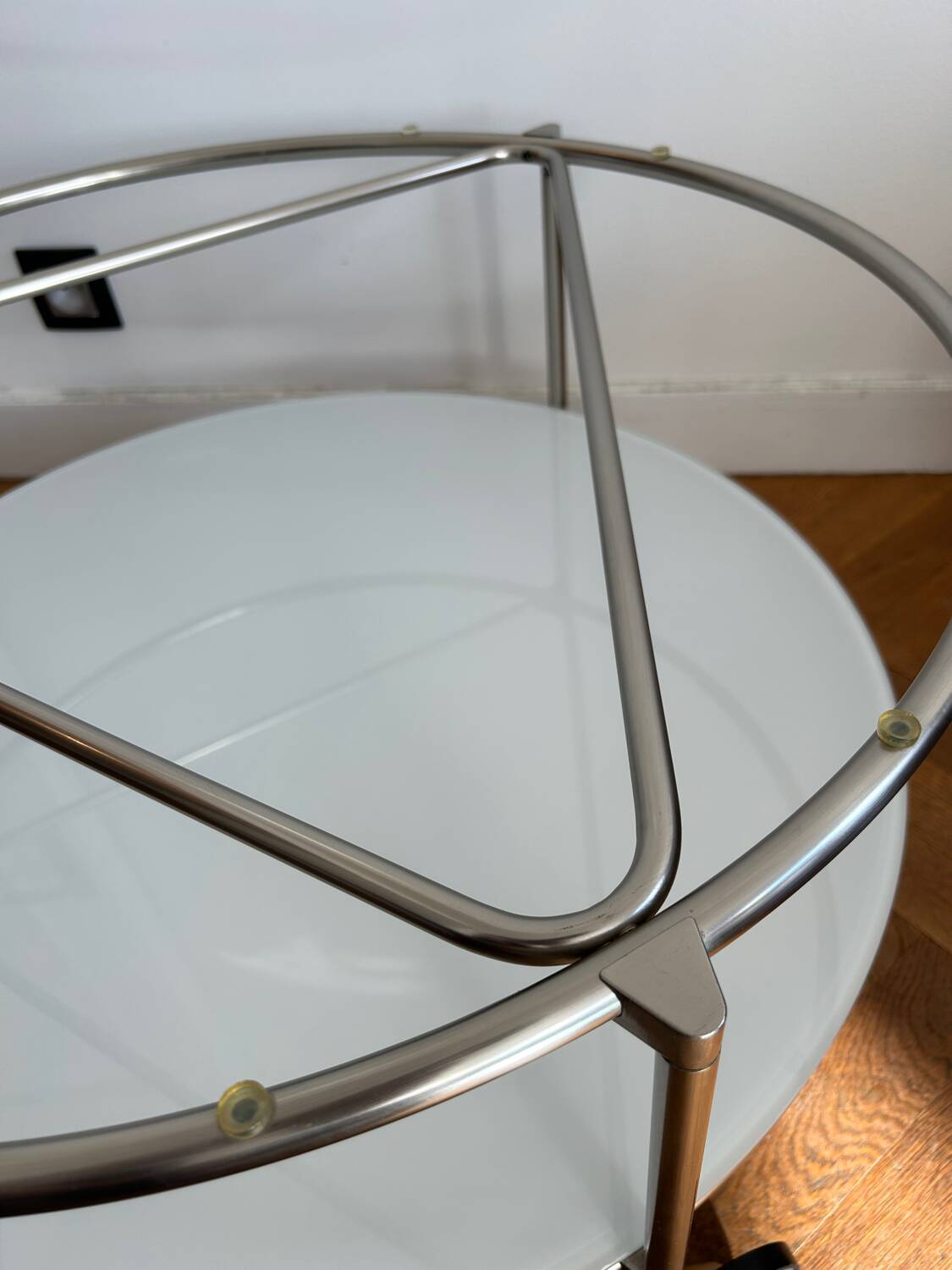 IKEA white glass coffee table by Ehlen Johansson, 1980s
