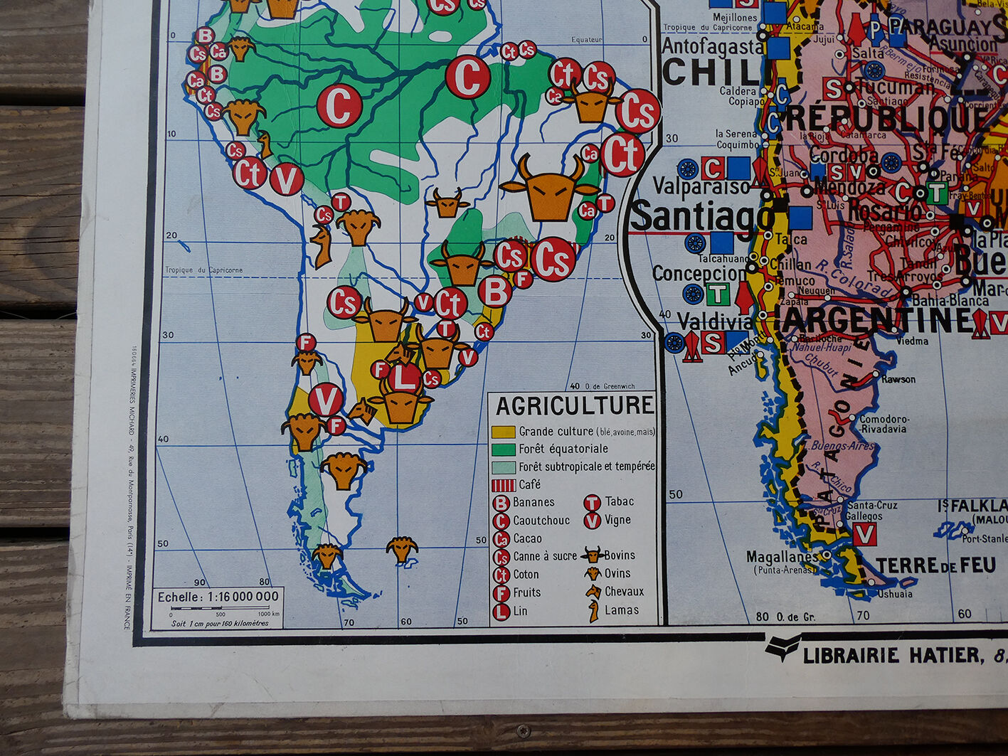 Old school map of South America Hatier no.20