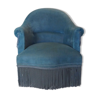 blue velvet toad armchair