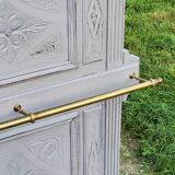 1900s coat rack patina gray mirror brass hooks