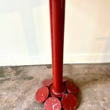 Bistro table in burgundy metal and beige melamine