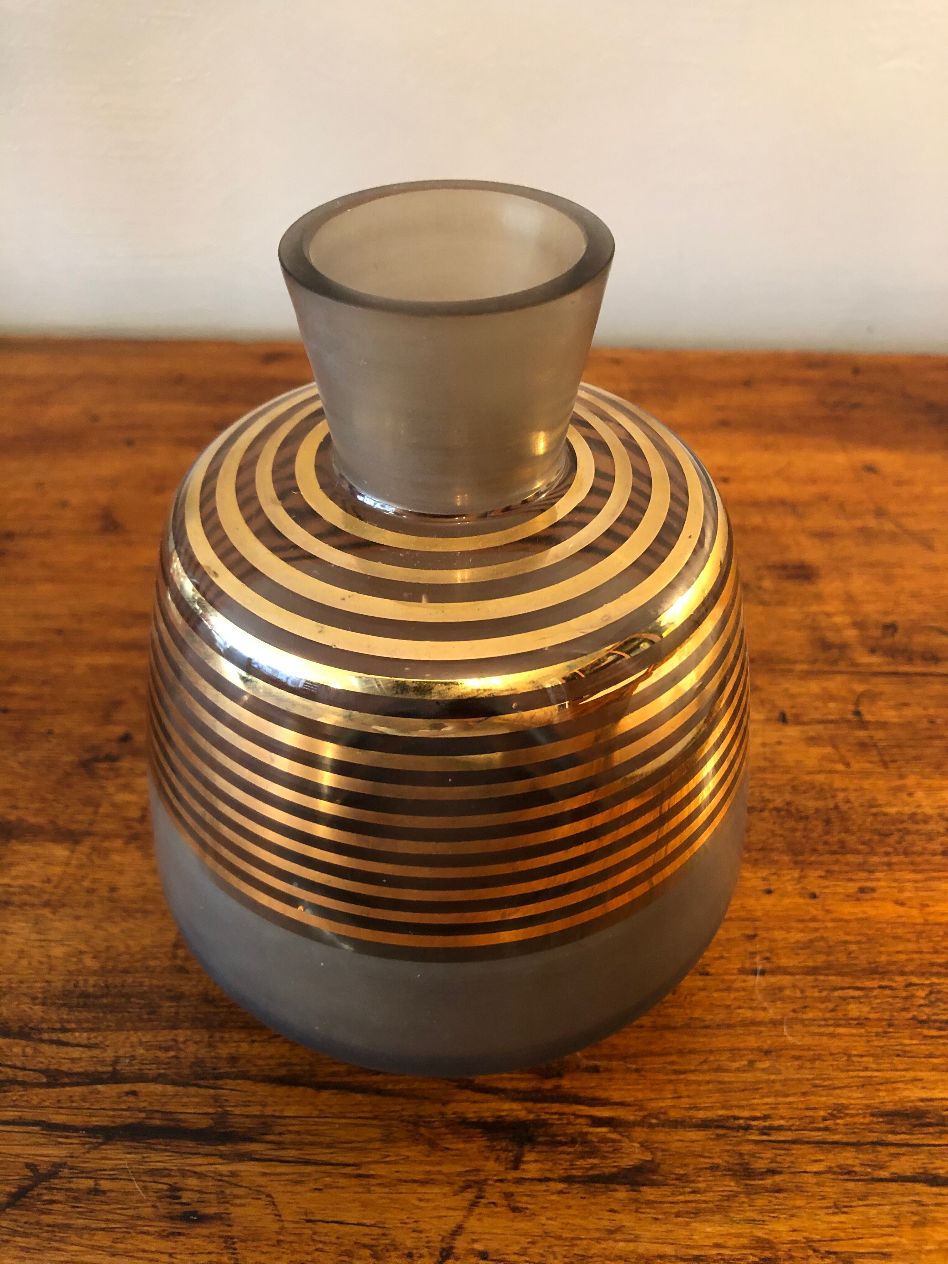 70's smoked glass vase