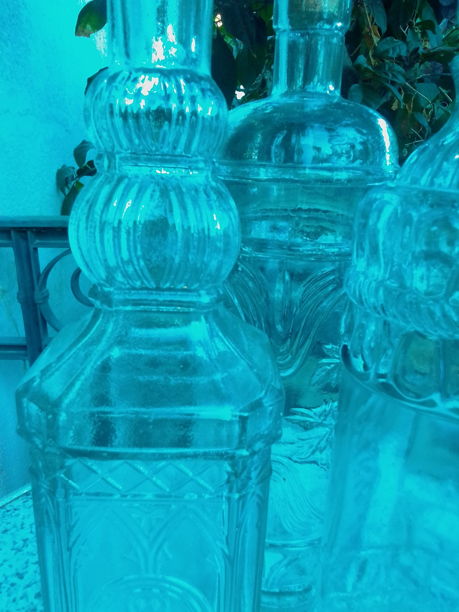 Set of old liquor bottles