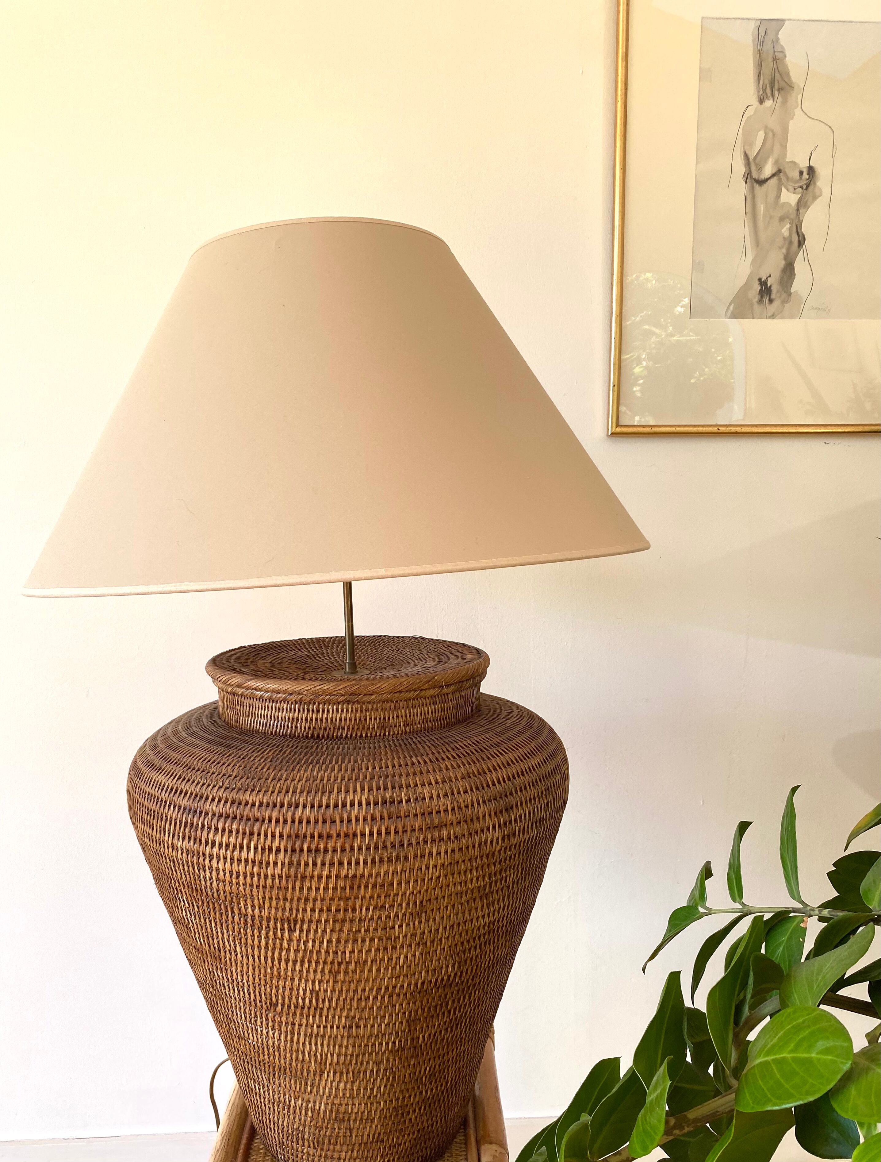 XXL rattan jar lamp from the 60s